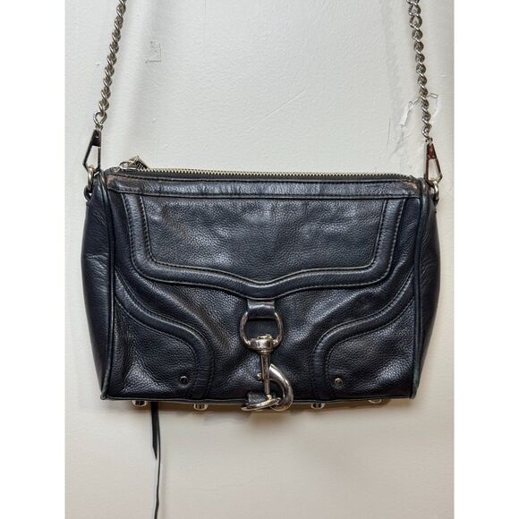 Rebecca Minkoff Women's Black Leather Shoulder Bag Chain Link Strap - Picture 4 of 10